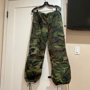 Military cargo pants and headband